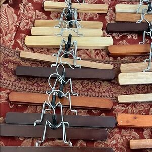 20 Wooden Pants Hangers - Brown and Tan